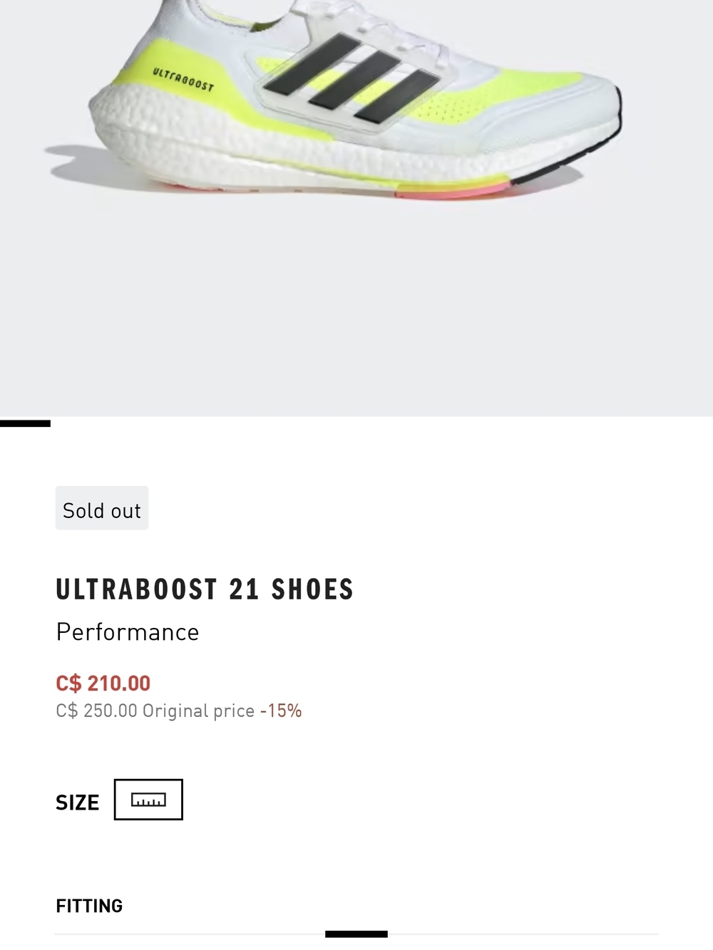 Adidas Ultraboost 21 Running Shoes - White & Neon Yellow